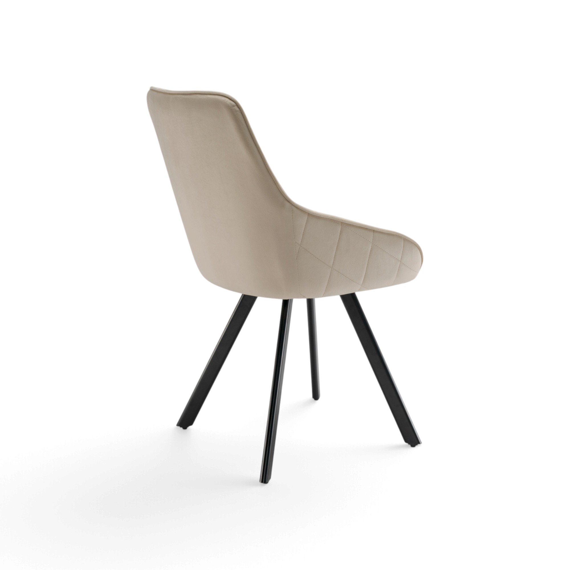 Set di 2 sedie TOLEDO in tessuto effetto velluto beige e gambe nere