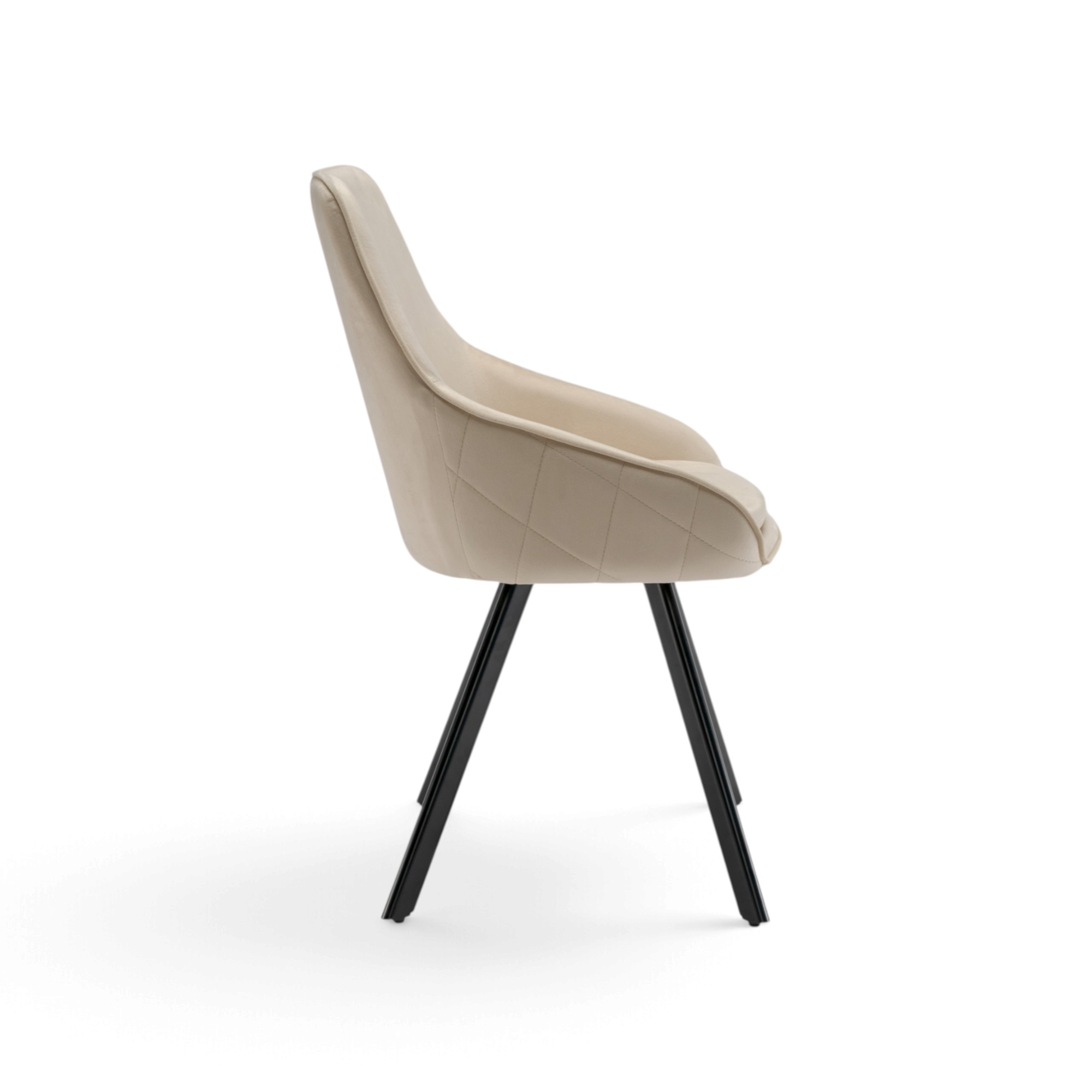 Set di 2 sedie TOLEDO in tessuto effetto velluto beige e gambe nere