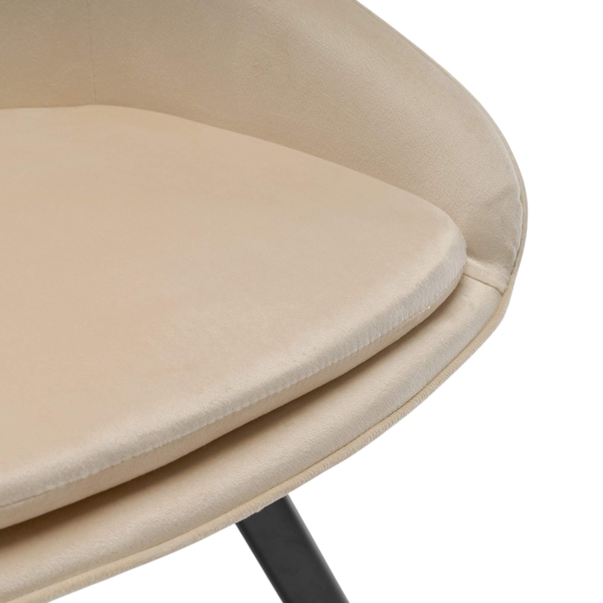 Set di 2 sedie TOLEDO in tessuto effetto velluto beige e gambe nere