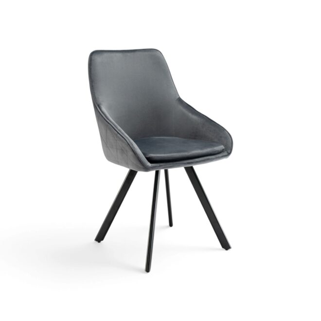 Set di 2 sedie TOLEDO in tessuto effetto velluto grigio e gambe nere