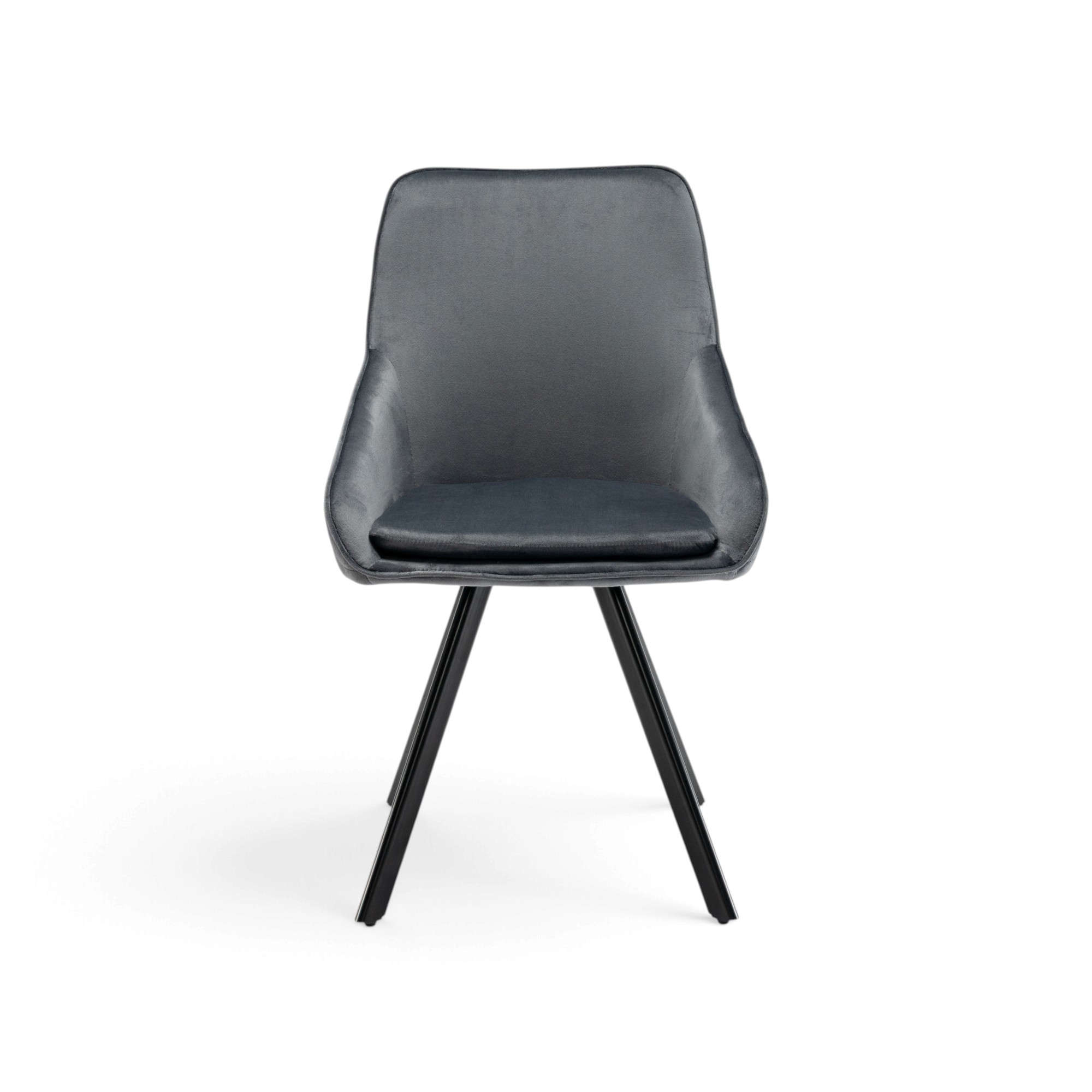 Set di 2 sedie TOLEDO in tessuto effetto velluto grigio e gambe nere