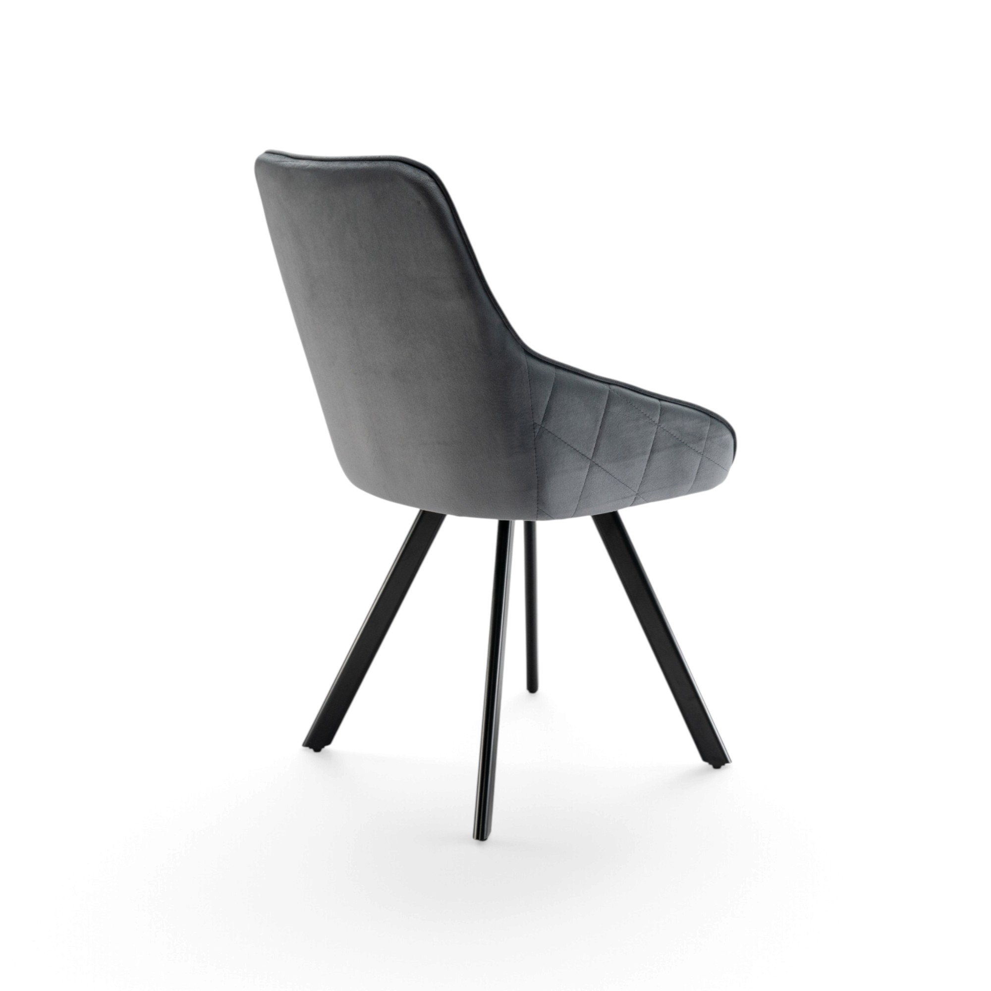 Set di 2 sedie TOLEDO in tessuto effetto velluto grigio e gambe nere
