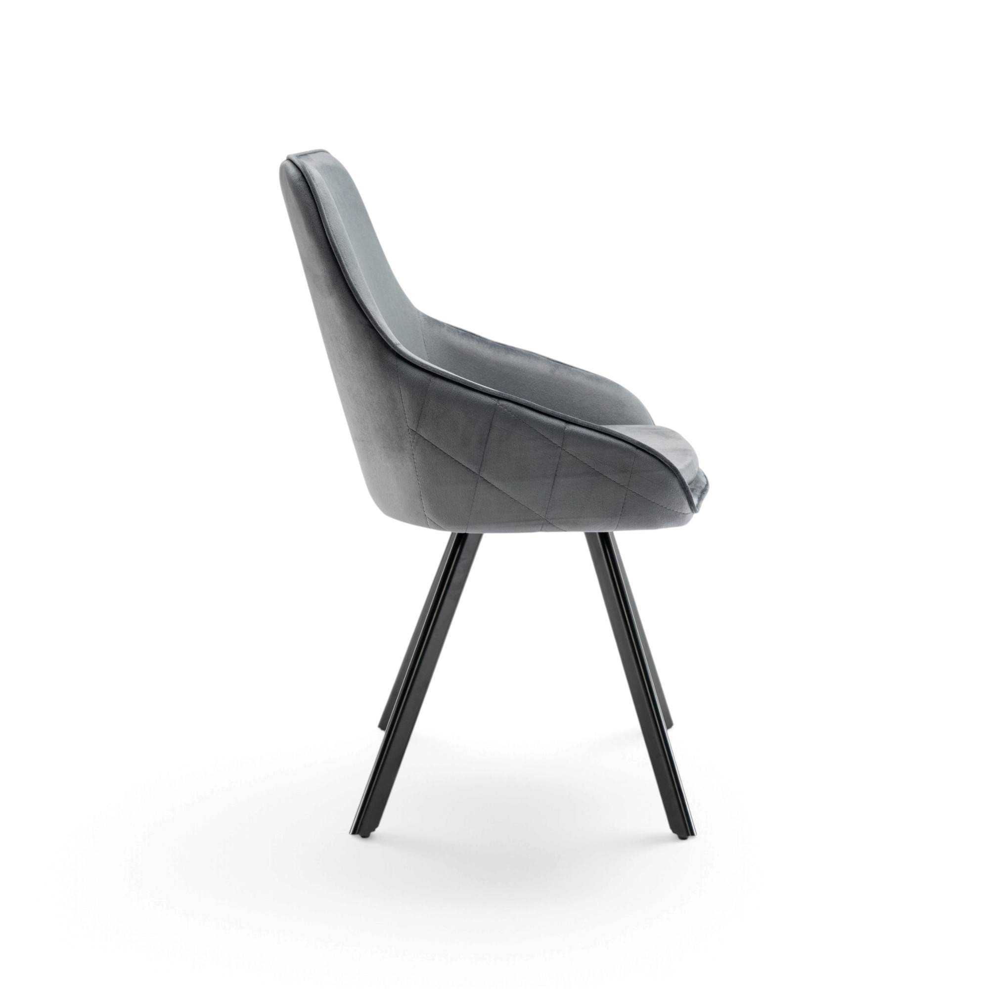 Set di 2 sedie TOLEDO in tessuto effetto velluto grigio e gambe nere