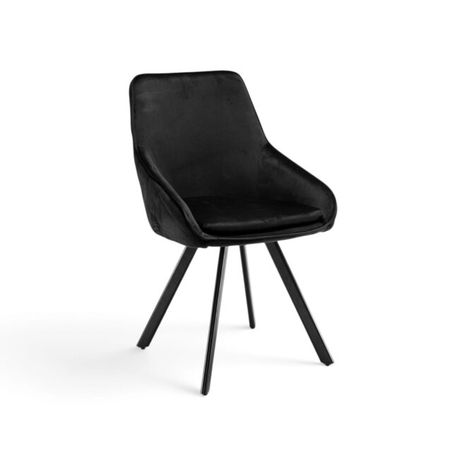Set di 2 sedie TOLEDO in tessuto effetto velluto nero e gambe nere