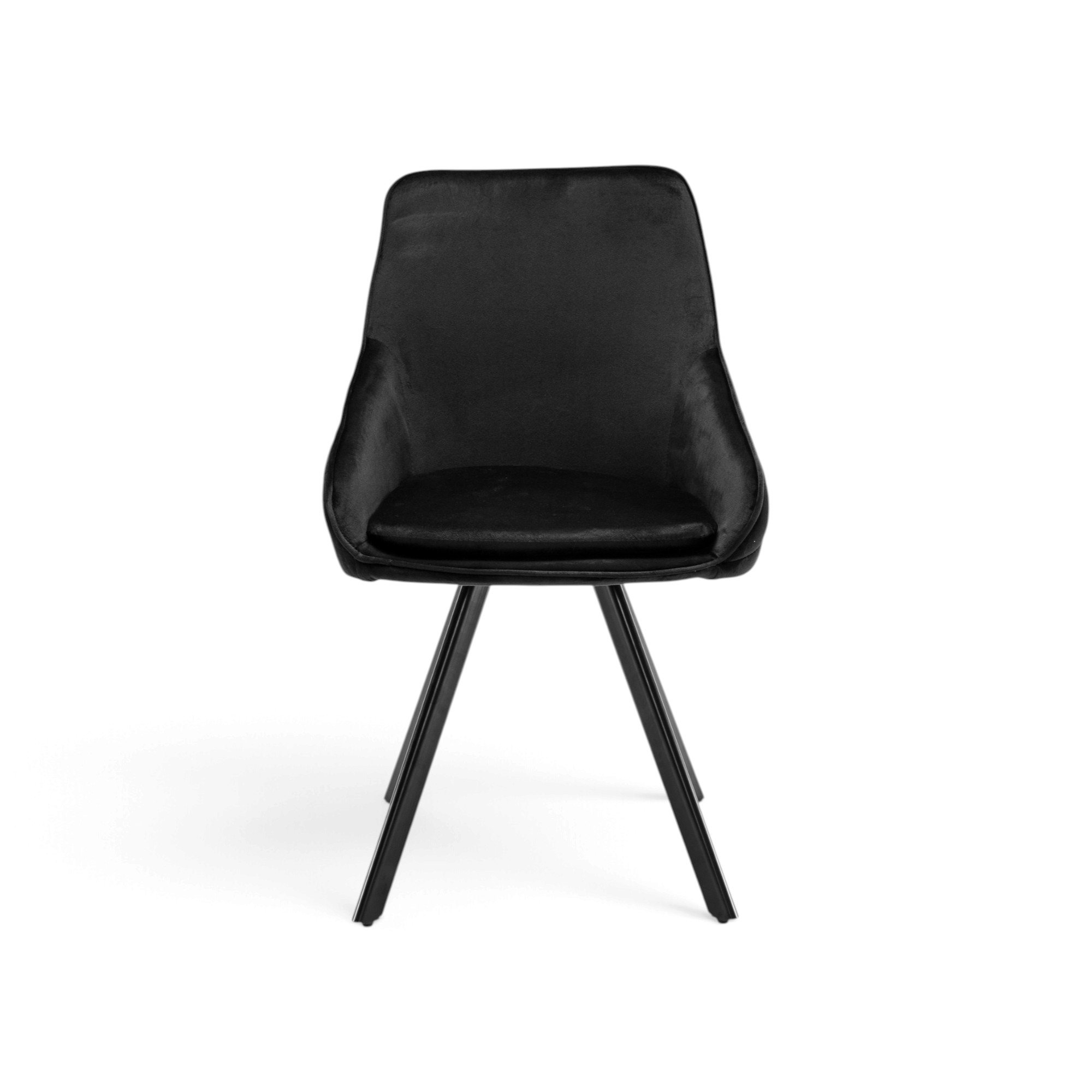 Set di 2 sedie TOLEDO in tessuto effetto velluto nero e gambe nere