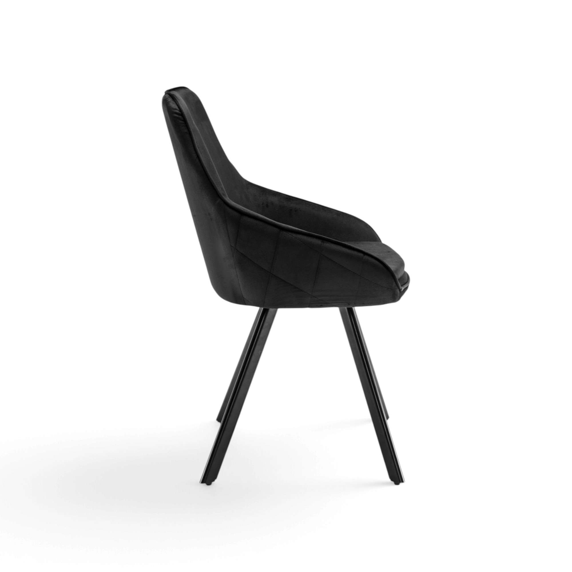 Set di 2 sedie TOLEDO in tessuto effetto velluto nero e gambe nere