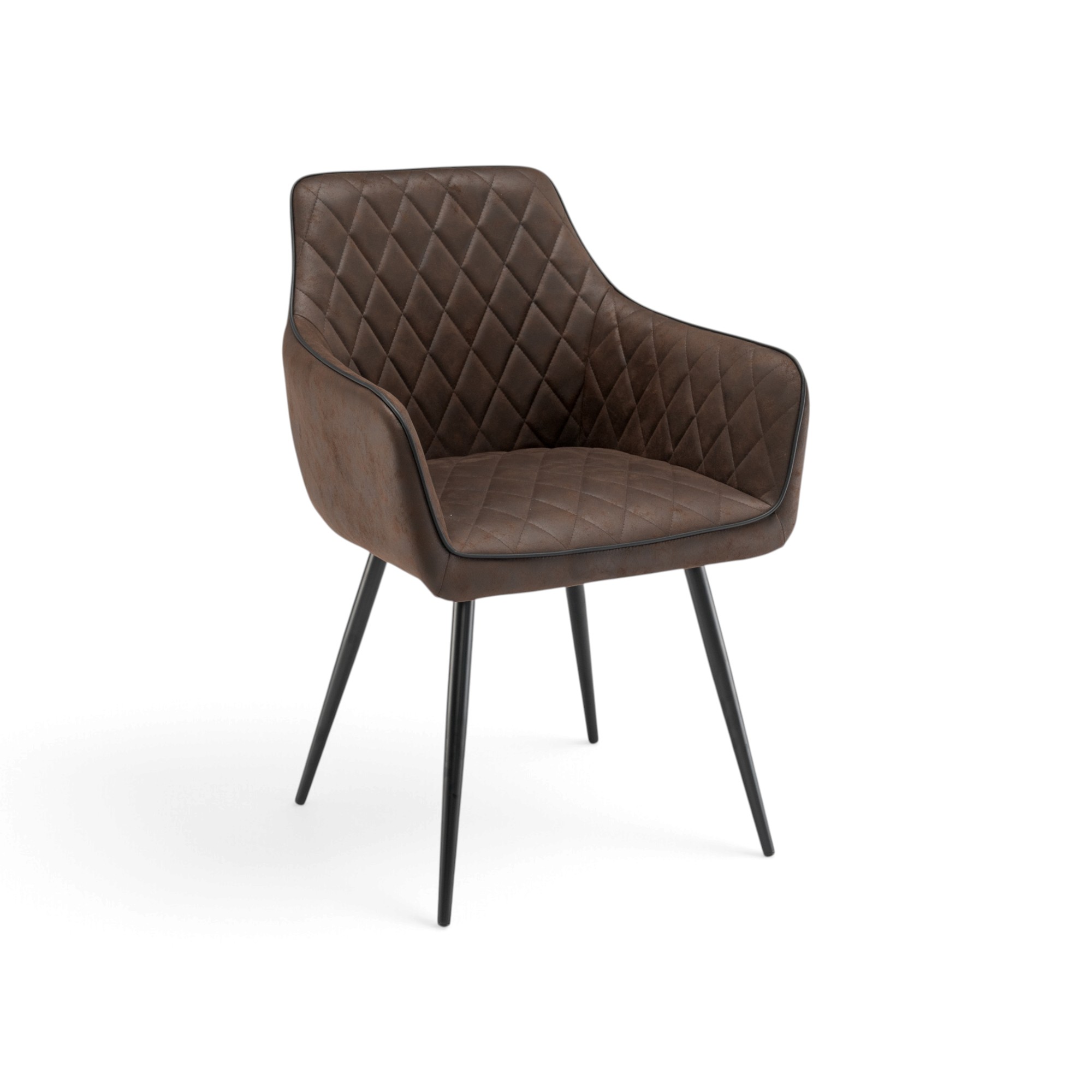 Set di 2 poltroncine LEON in similpelle marrone e gambe nere