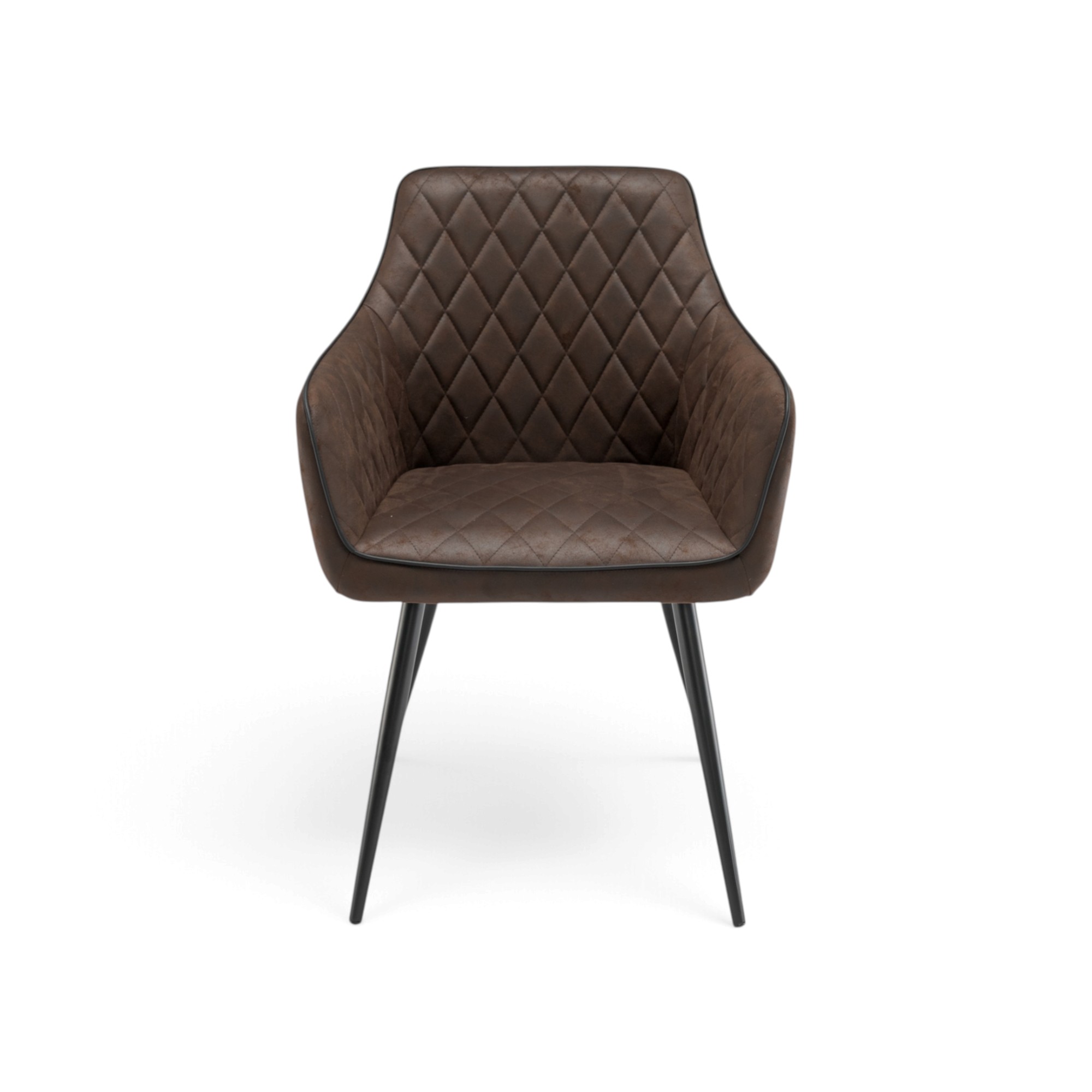 Set di 2 poltroncine LEON in similpelle marrone e gambe nere