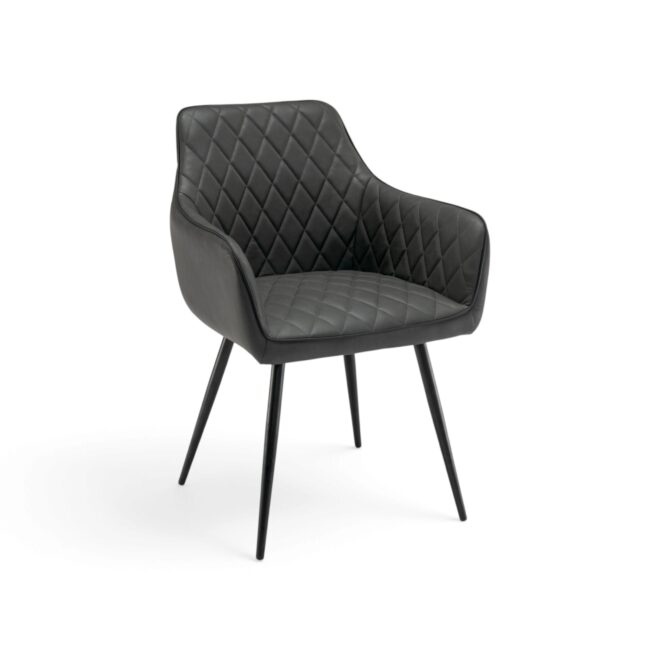 Set di 2 poltroncine LEON in similpelle antracite e gambe nere