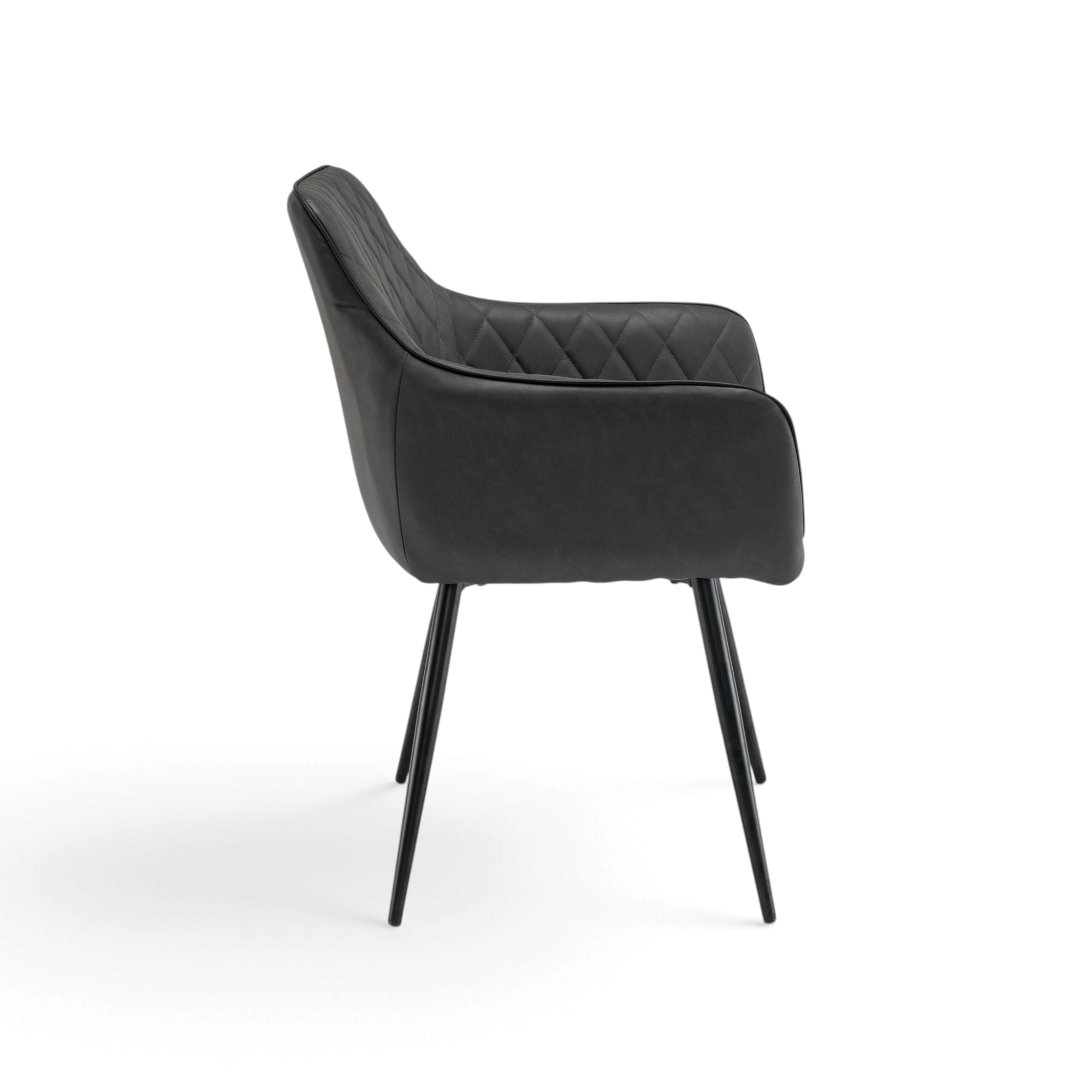 Set di 2 poltroncine LEON in similpelle antracite e gambe nere
