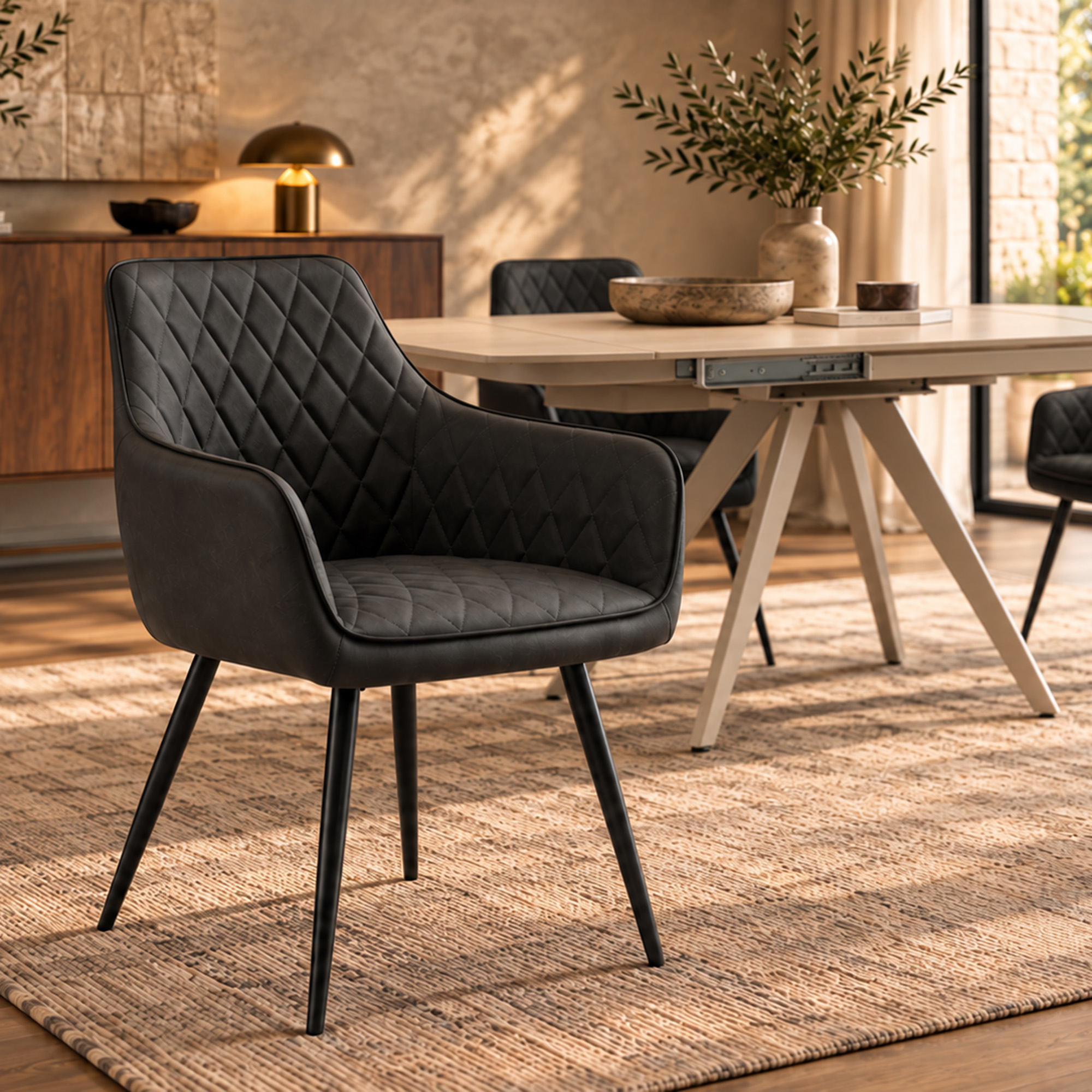Set di 2 poltroncine LEON in similpelle antracite e gambe nere