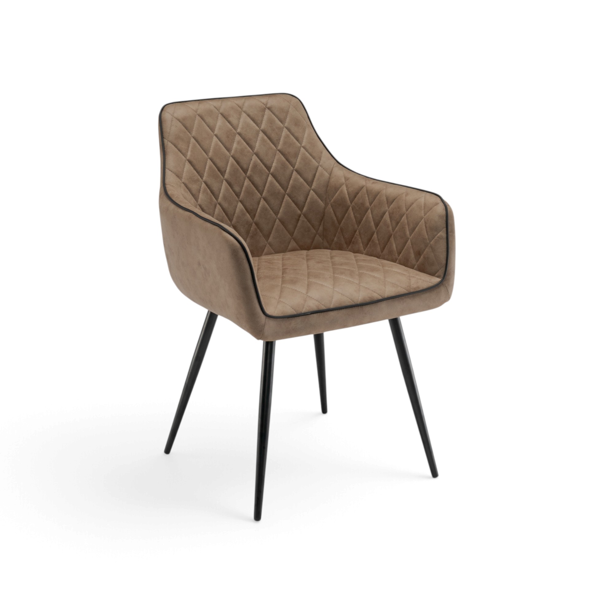 Set di 2 poltroncine LEON in similpelle cammello e gambe nere