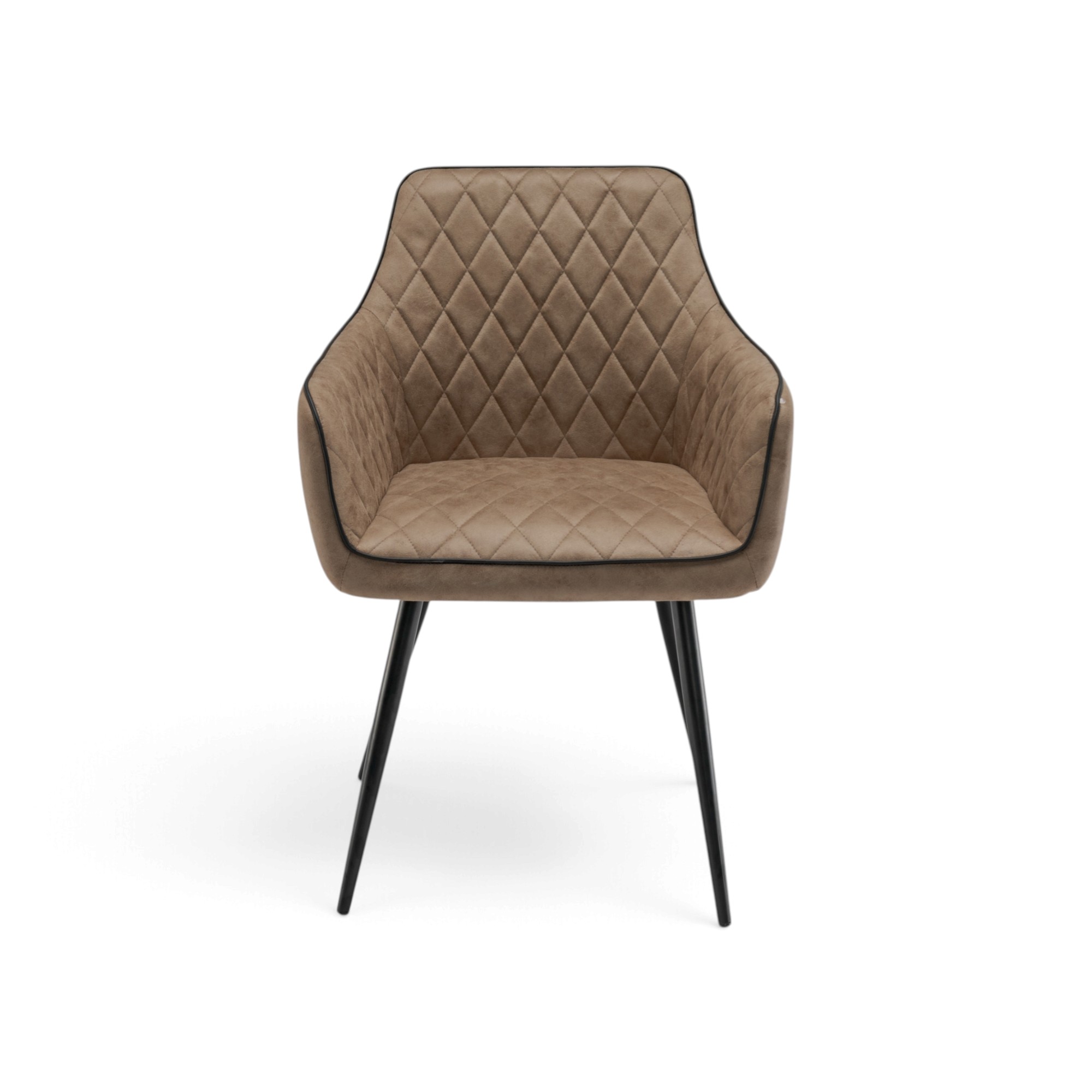 Set di 2 poltroncine LEON in similpelle cammello e gambe nere