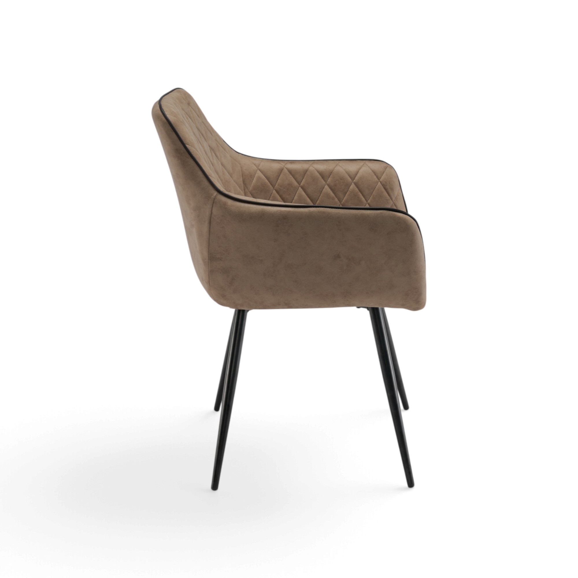Set di 2 poltroncine LEON in similpelle cammello e gambe nere