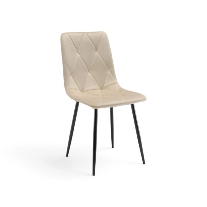 Set di 4 sedie CUENCA in tessuto effetto velluto beige e gambe nere