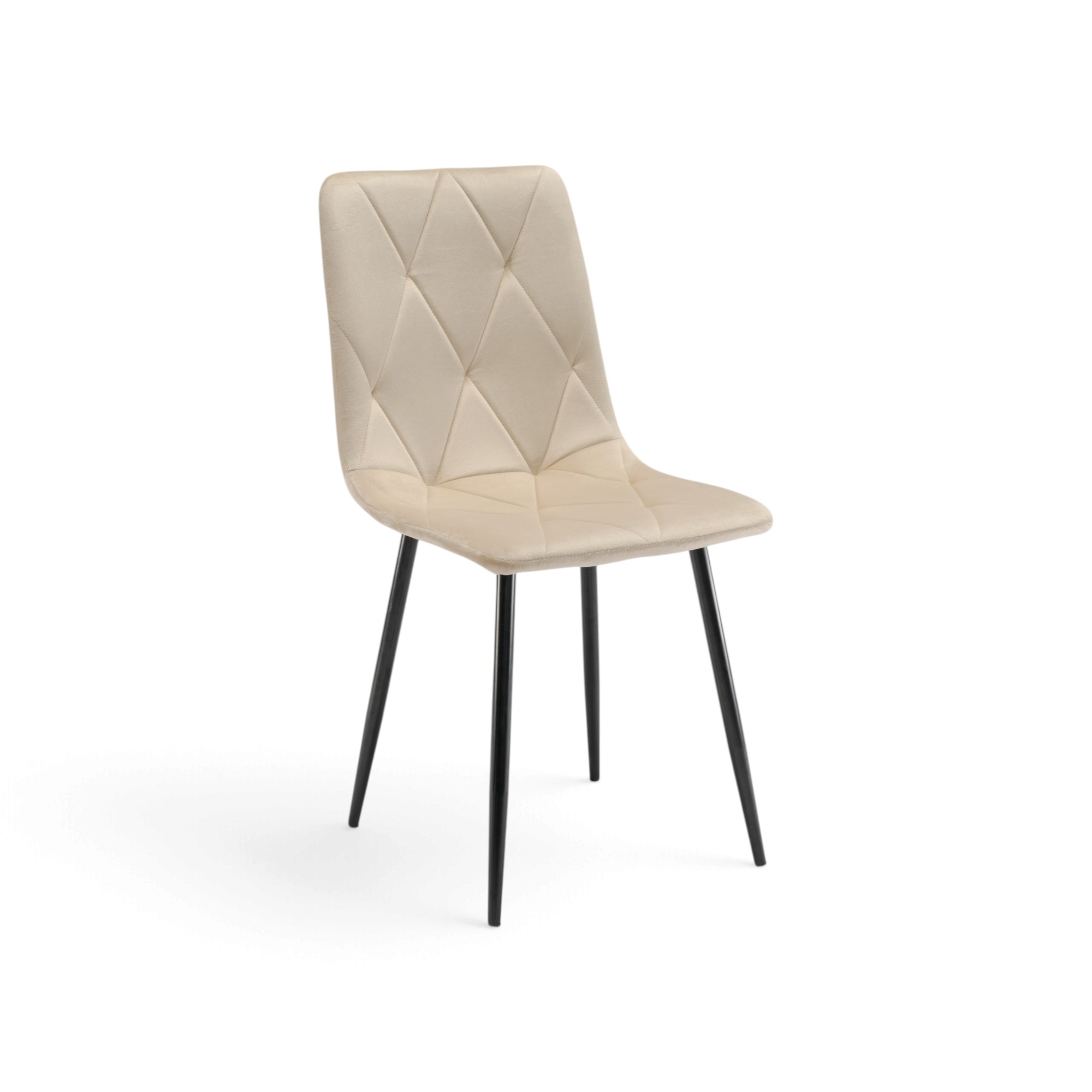 Set di 4 sedie CUENCA in tessuto effetto velluto beige e gambe nere