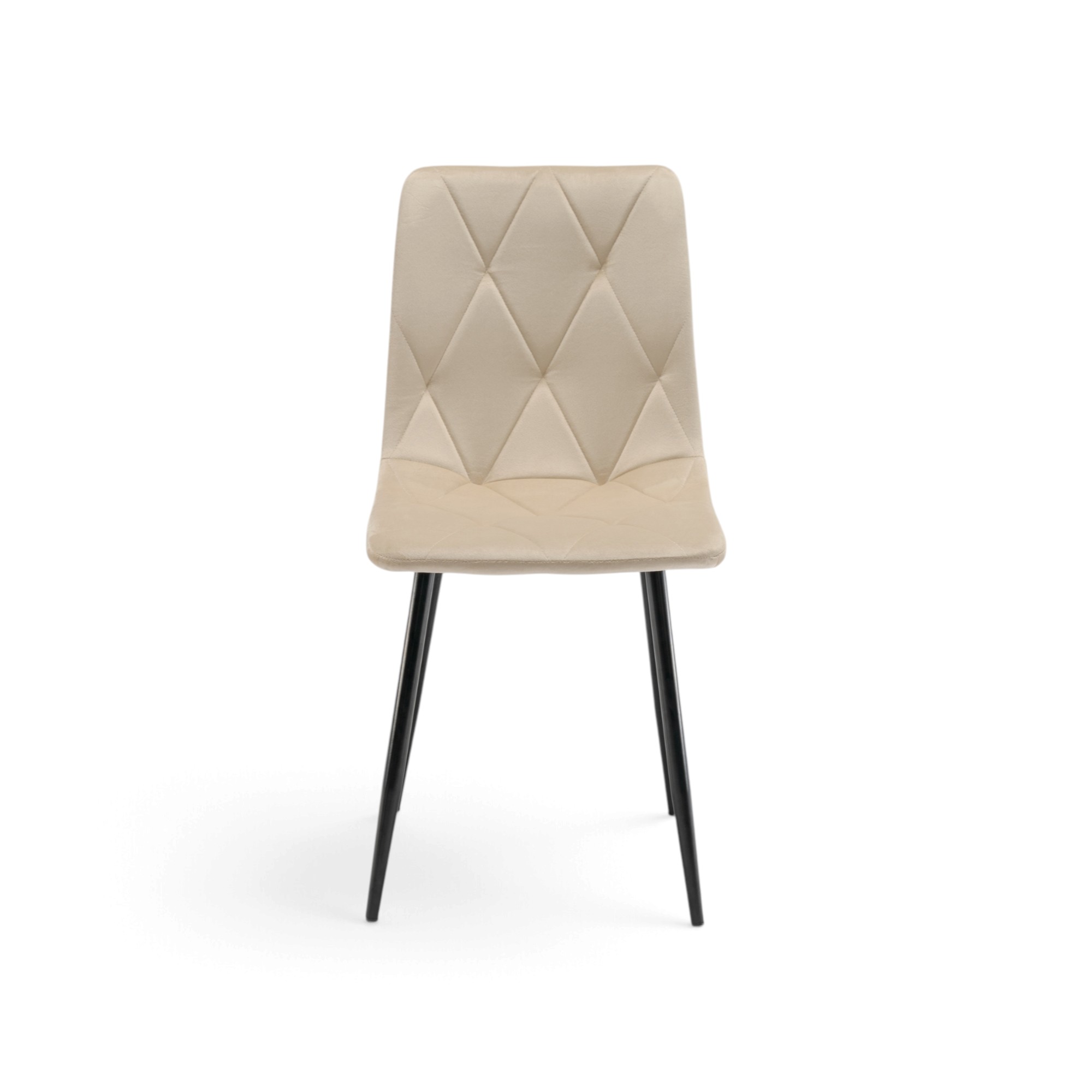 Set di 4 sedie CUENCA in tessuto effetto velluto beige e gambe nere