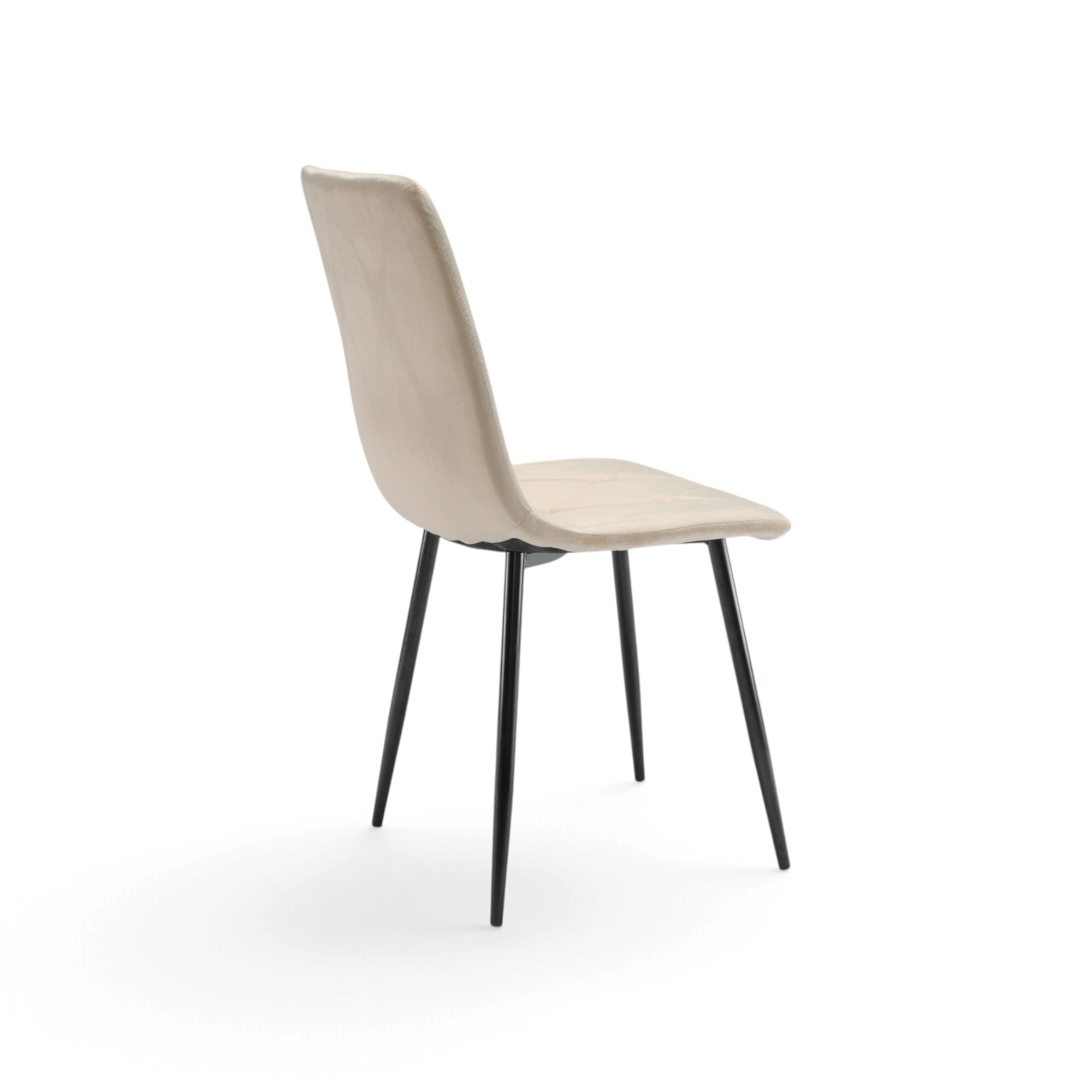 Set di 4 sedie CUENCA in tessuto effetto velluto beige e gambe nere