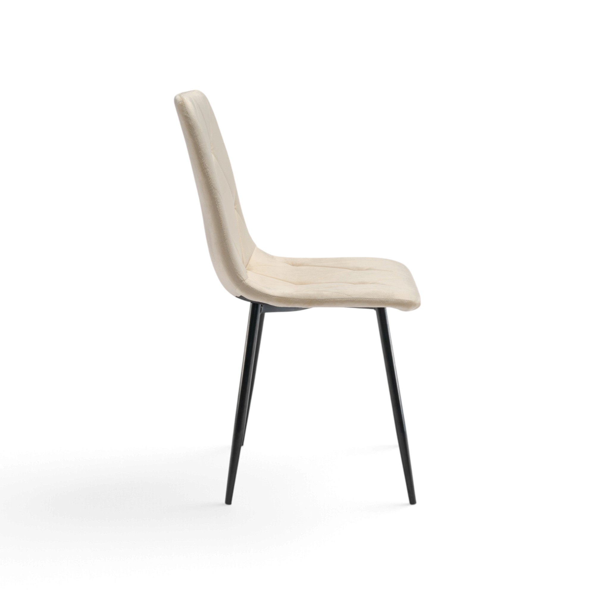 Set di 4 sedie CUENCA in tessuto effetto velluto beige e gambe nere