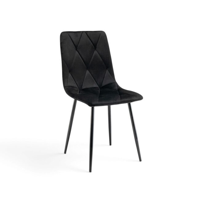 Set di 4 sedie CUENCA in tessuto effetto velluto nero e gambe nere