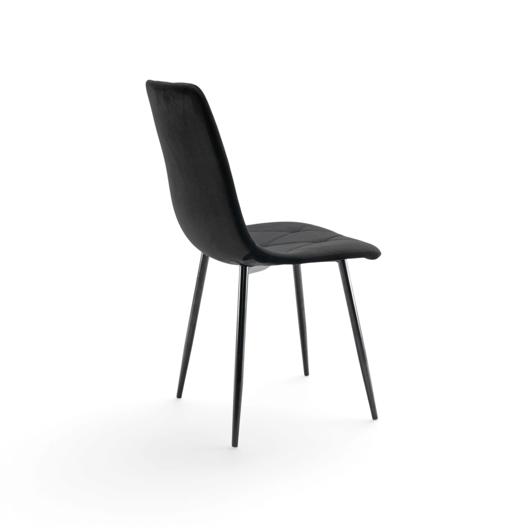 Set di 4 sedie CUENCA in tessuto effetto velluto nero e gambe nere