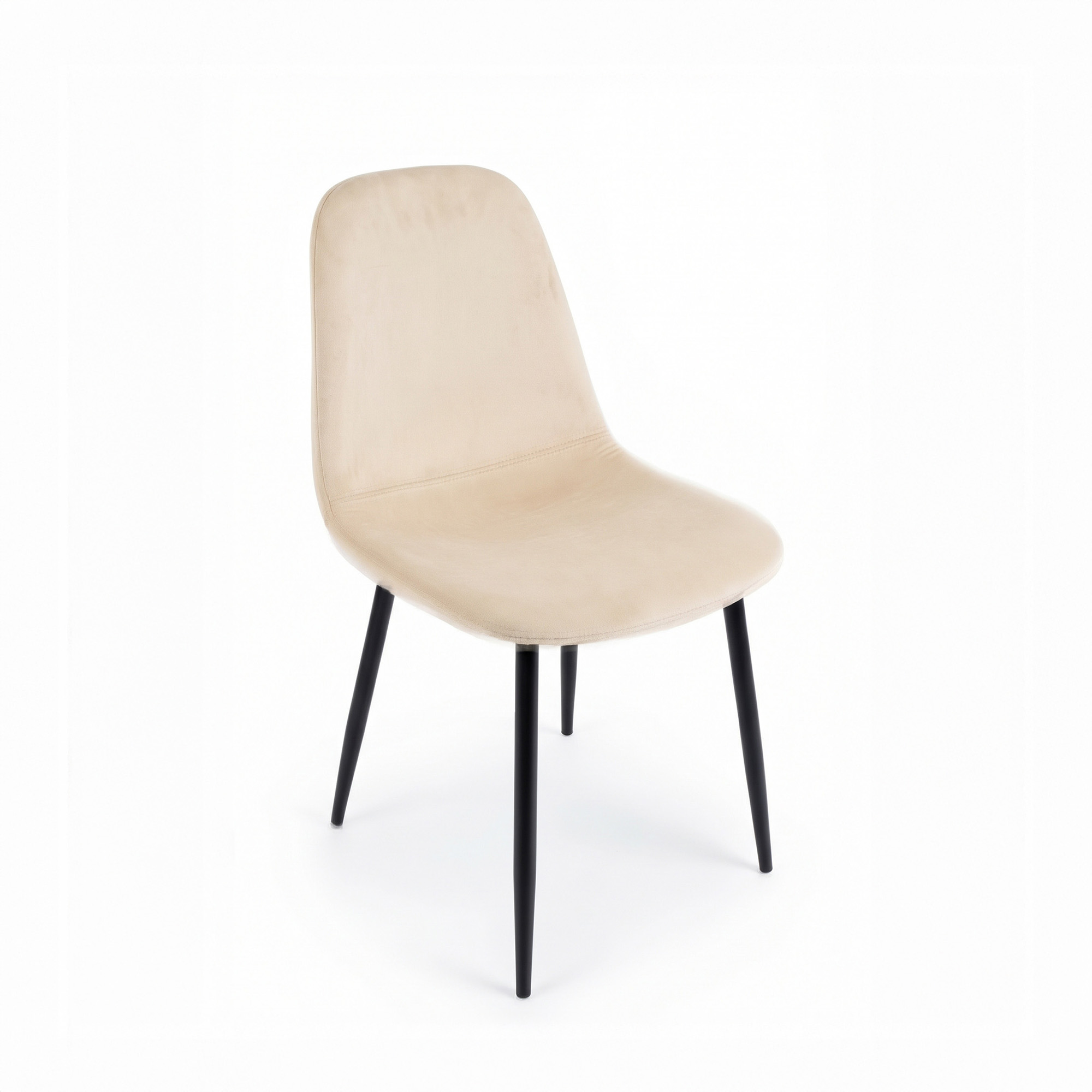 Set di 4 sedie SALAMANCA in tessuto effetto velluto beige e gambe nere