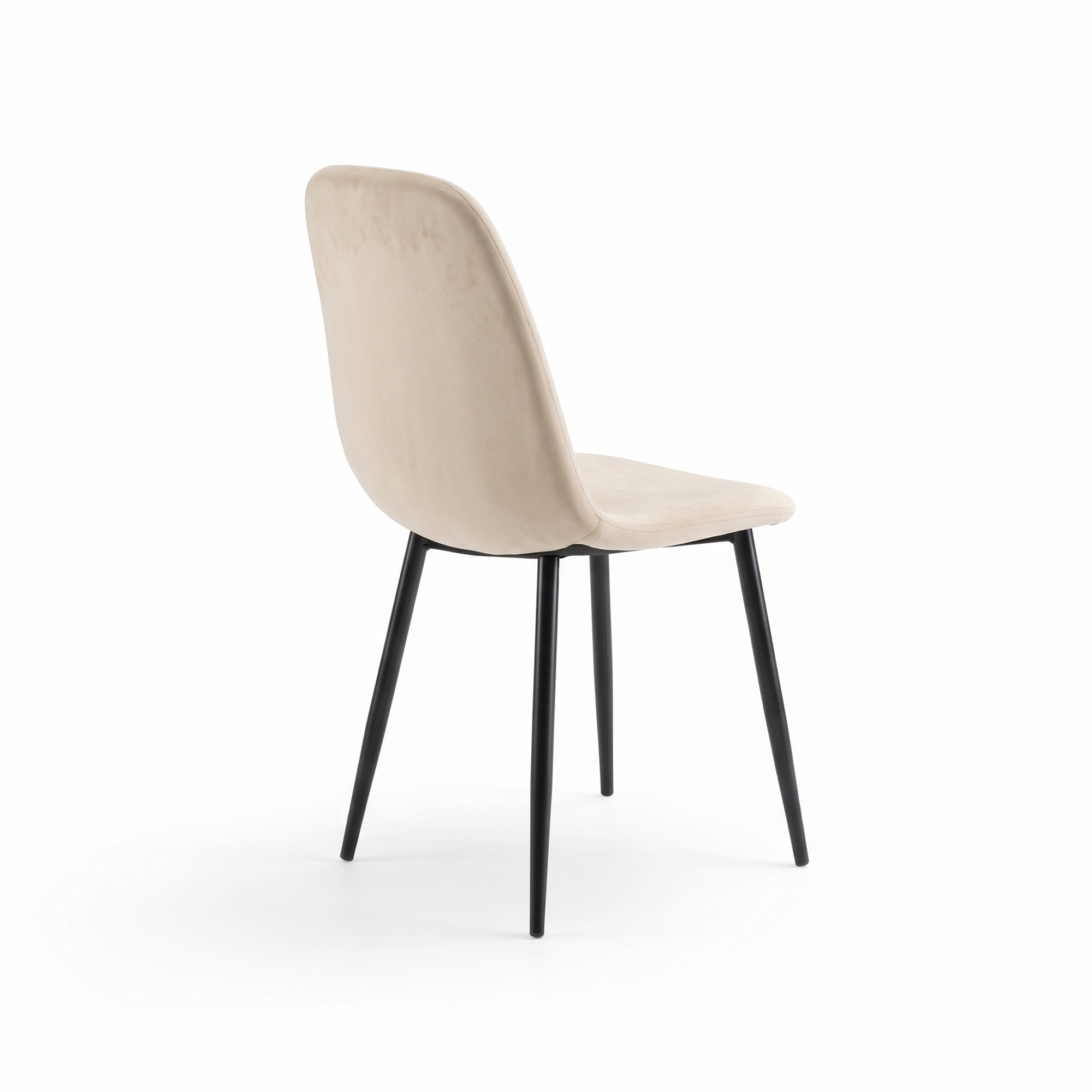 Set di 4 sedie SALAMANCA in tessuto effetto velluto beige e gambe nere
