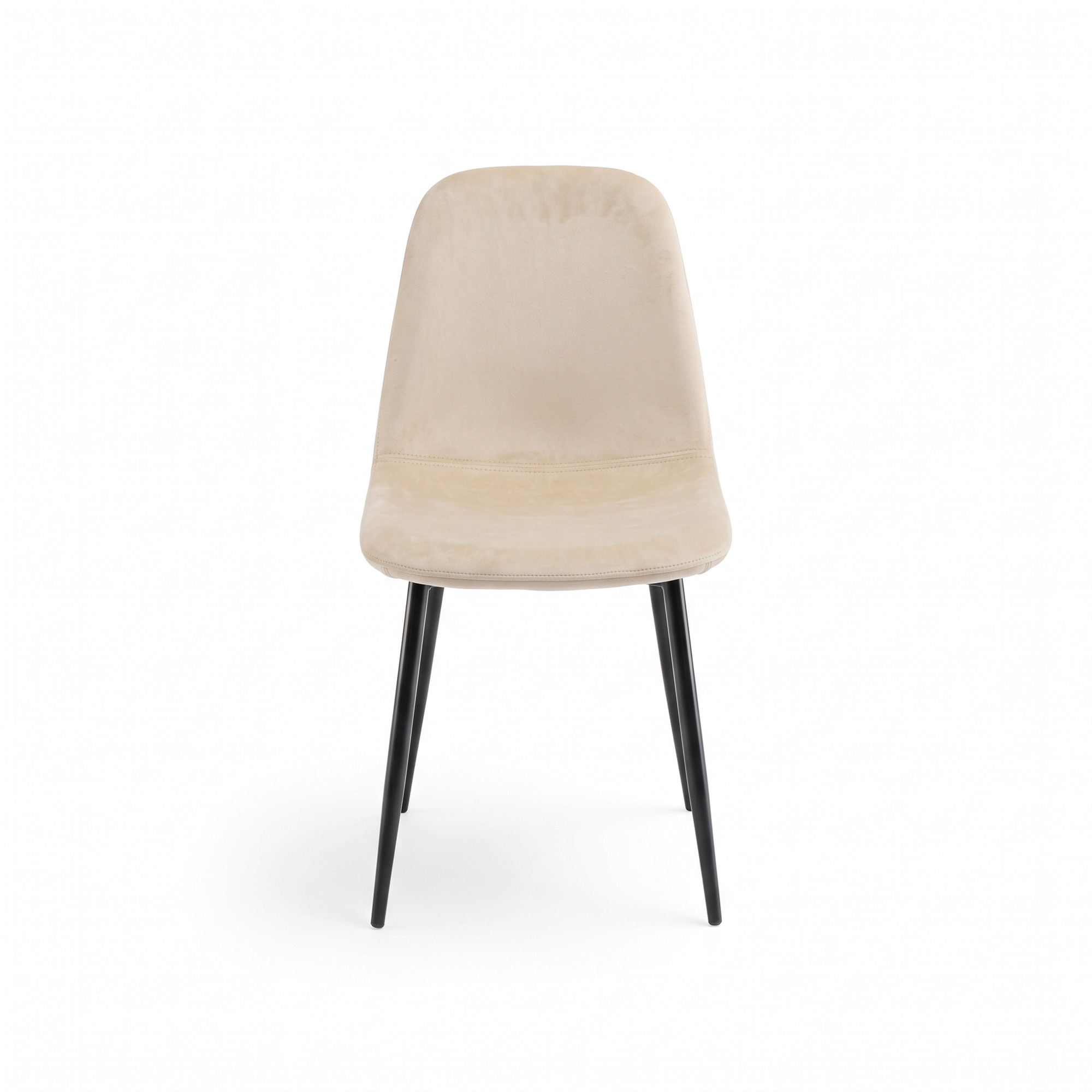 Set di 4 sedie SALAMANCA in tessuto effetto velluto beige e gambe nere