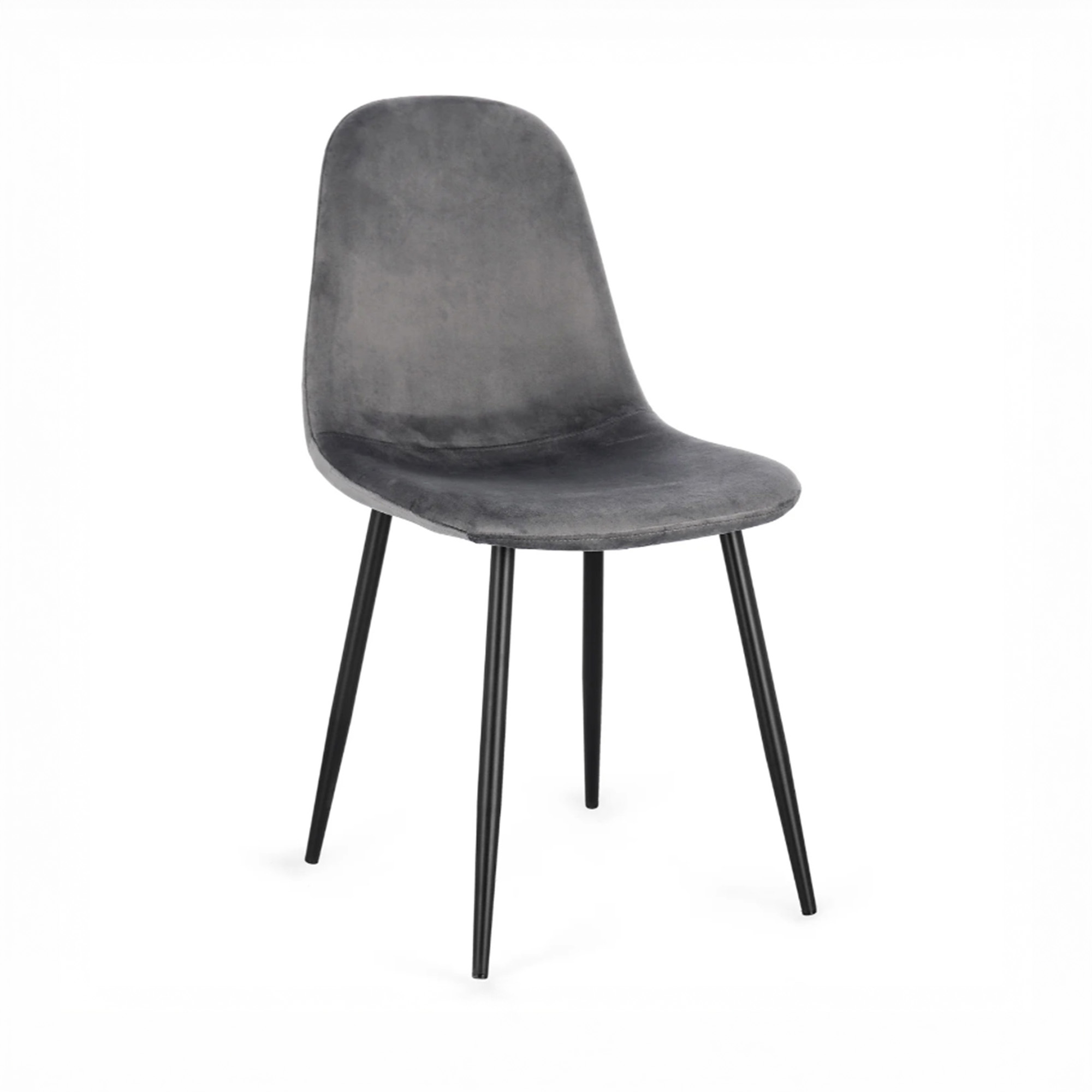 Set di 4 sedie SALAMANCA in tessuto effetto velluto grigio e gambe nere