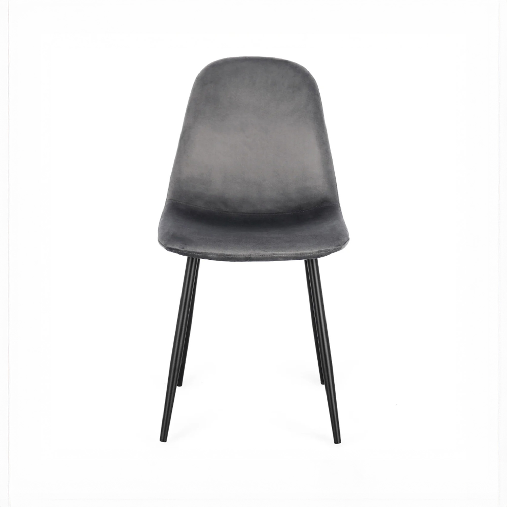 Set di 4 sedie SALAMANCA in tessuto effetto velluto grigio e gambe nere