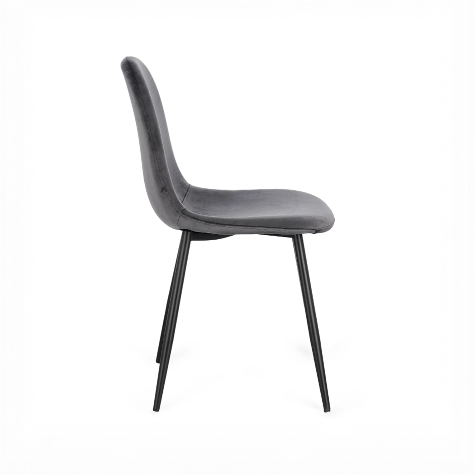 Set di 4 sedie SALAMANCA in tessuto effetto velluto grigio e gambe nere