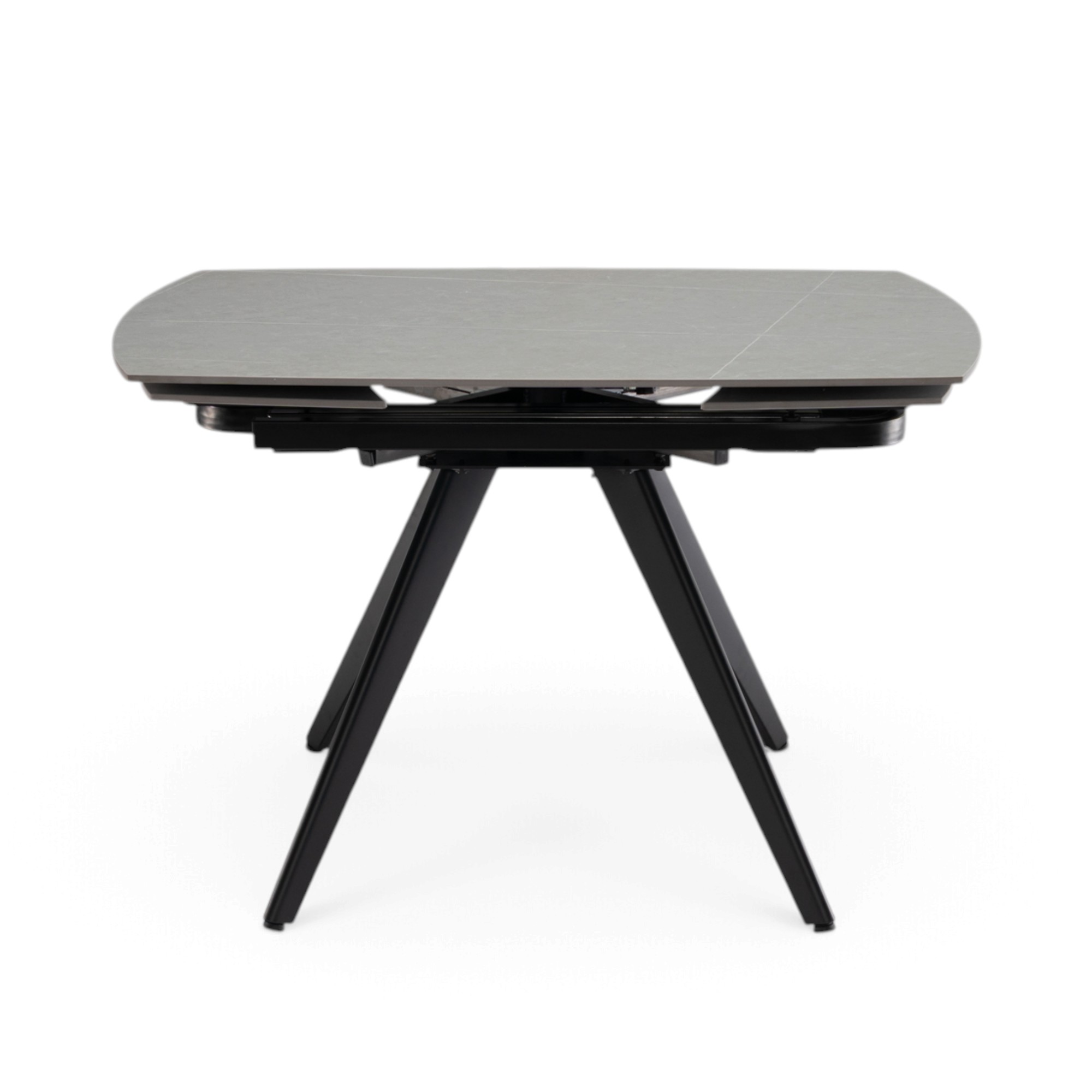 Tavolo LAVEZZI in ceramica, finitura effetto pietra grigio e gambe in metallo nere, allungabile 120×80 – 180×80 cm