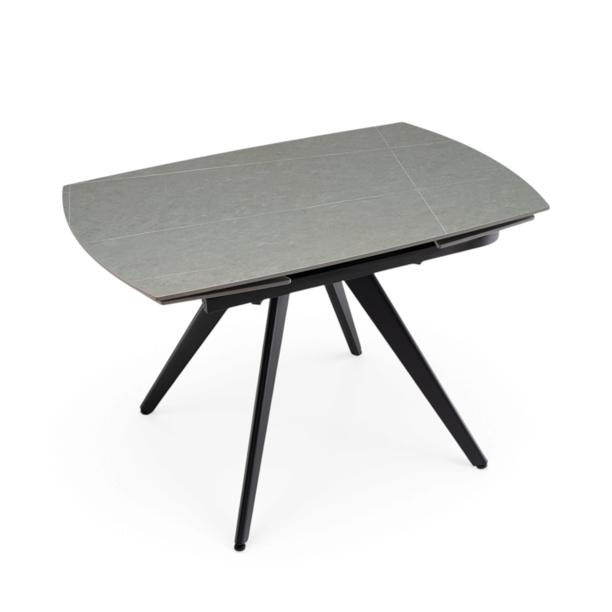 Tavolo LAVEZZI in ceramica, finitura effetto pietra grigio e gambe in metallo nere, allungabile 120×80 – 180×80 cm