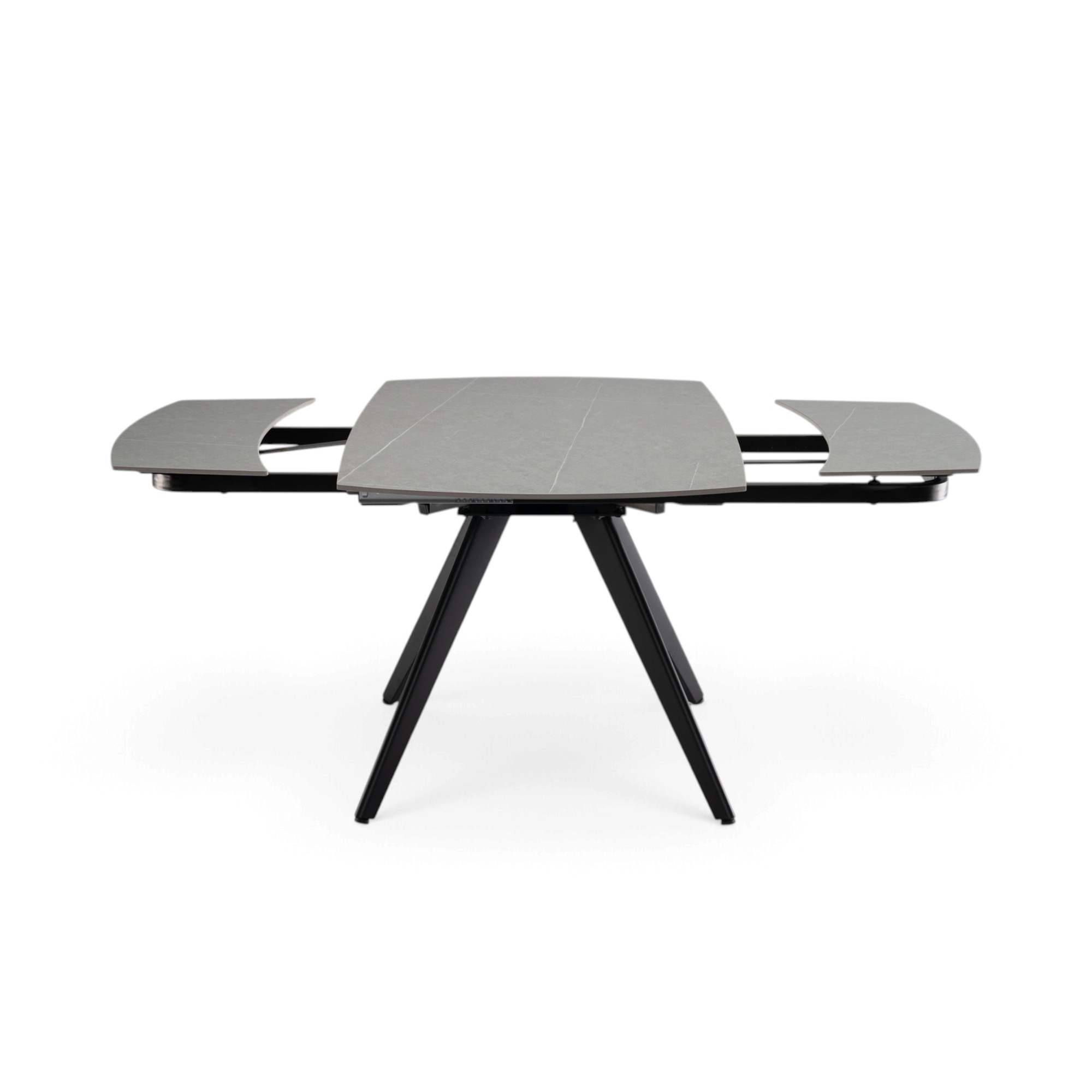 Tavolo LAVEZZI in ceramica, finitura effetto pietra grigio e gambe in metallo nere, allungabile 120×80 – 180×80 cm