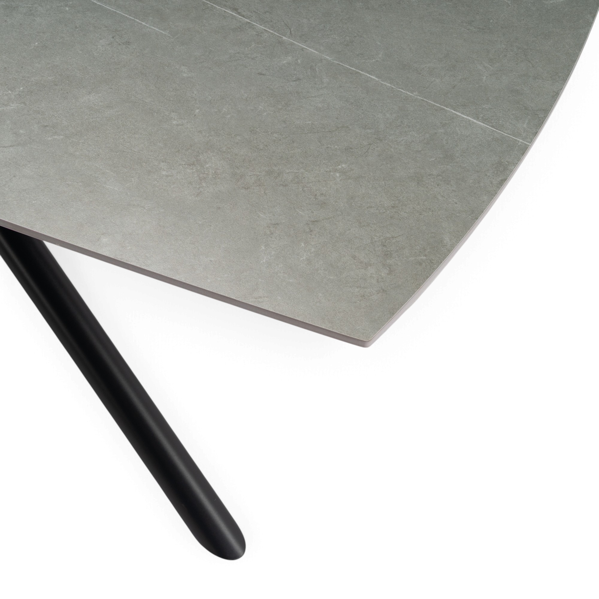 Tavolo BONIFACIO in ceramica,finitura effetto pietra grigio e gambe in metallo verniciato nero, allungabile 160×80x76 cm – 220×80x76 cm