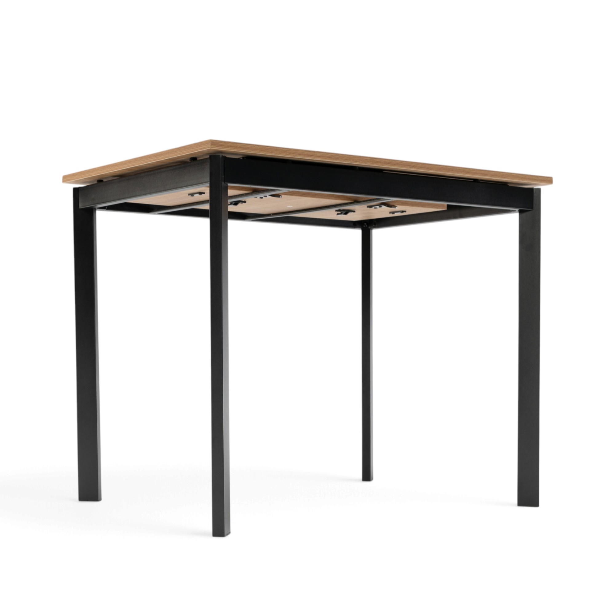 Tavolo TROPEA in mdf con finitura melaminica effetto rovere invecchiato e base in metallo verniciato nero, allungabile 90x70x76 cm – 125x70x76 cm