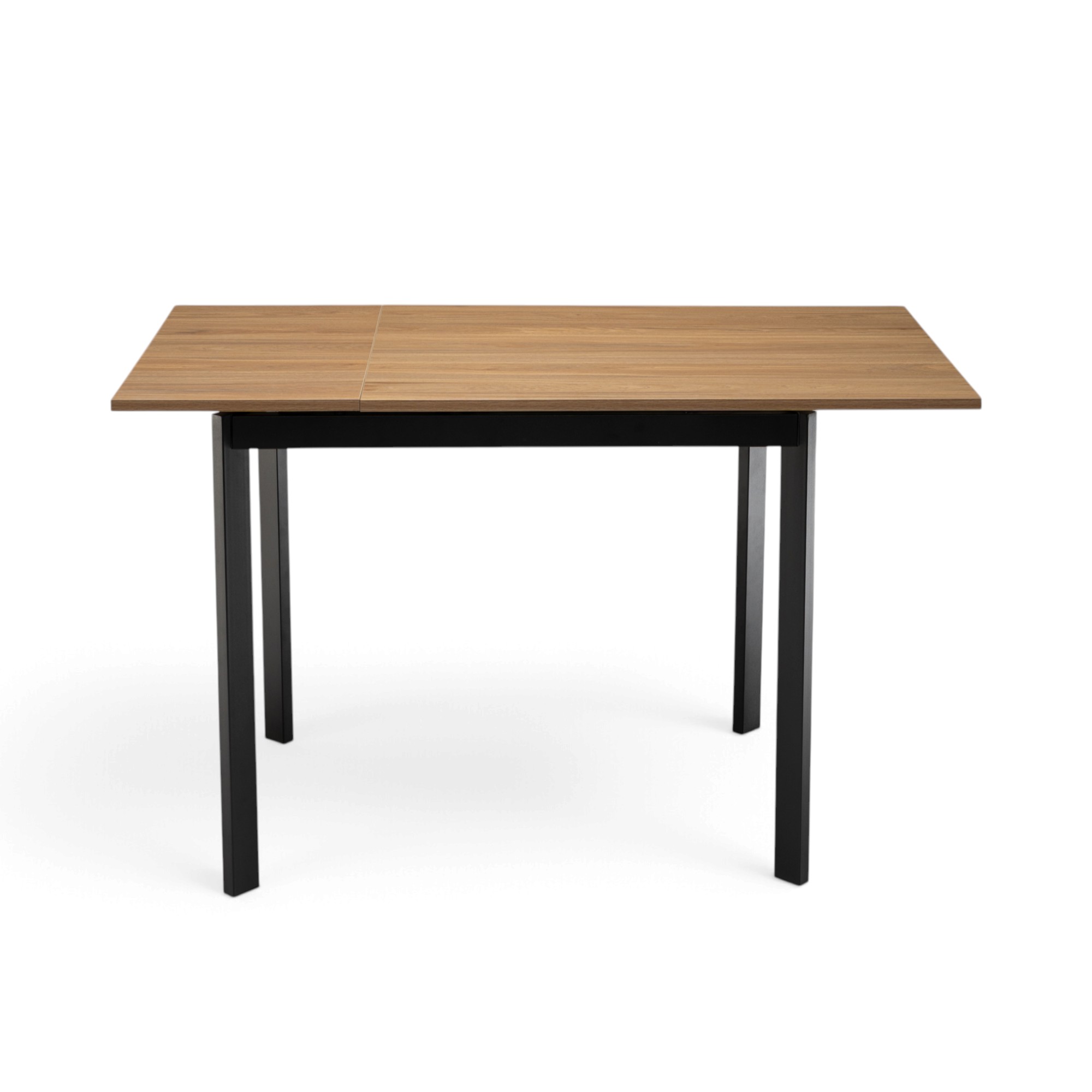 Tavolo TROPEA in mdf con finitura melaminica effetto rovere invecchiato e base in metallo verniciato nero, allungabile 90x70x76 cm – 125x70x76 cm