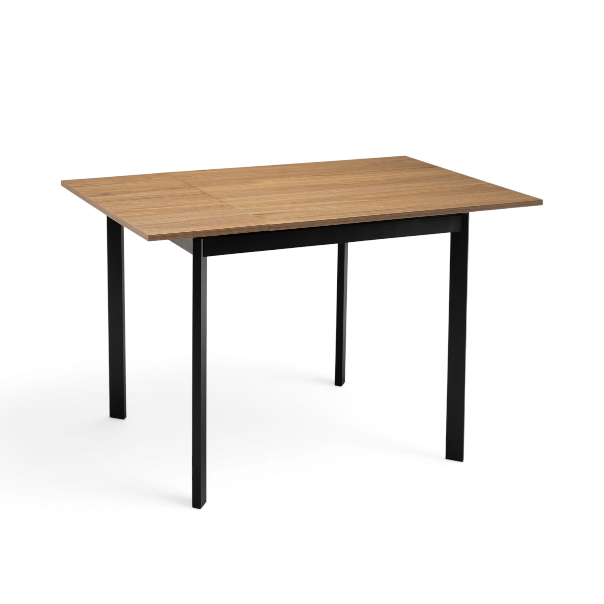 Tavolo TROPEA in mdf con finitura melaminica effetto rovere invecchiato e base in metallo verniciato nero, allungabile 90x70x76 cm – 125x70x76 cm